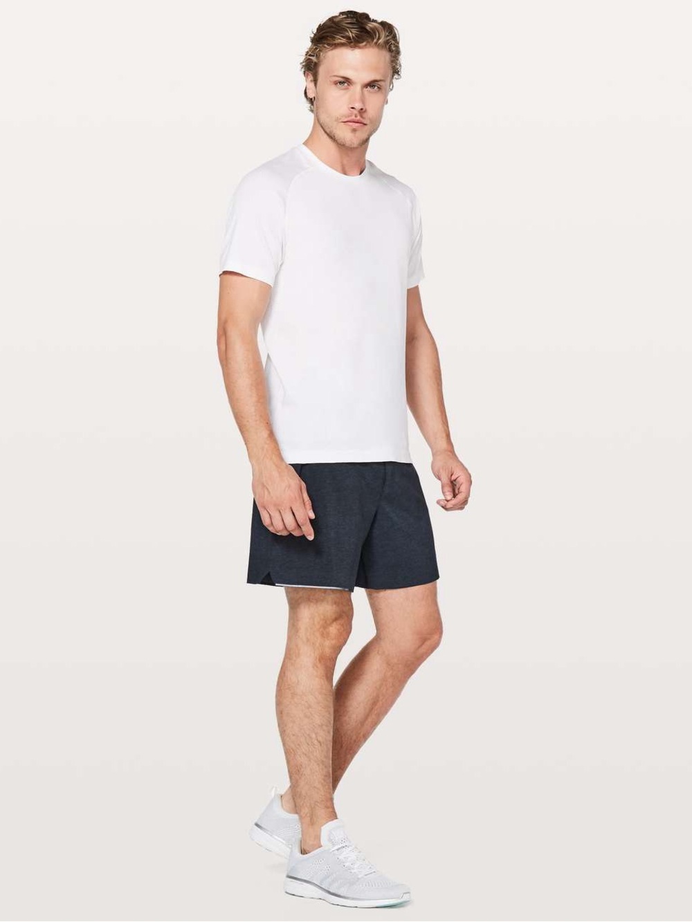 Men's Lululemon Surge Short 6" Updated Heathered Texture Iron Blue True Navy L